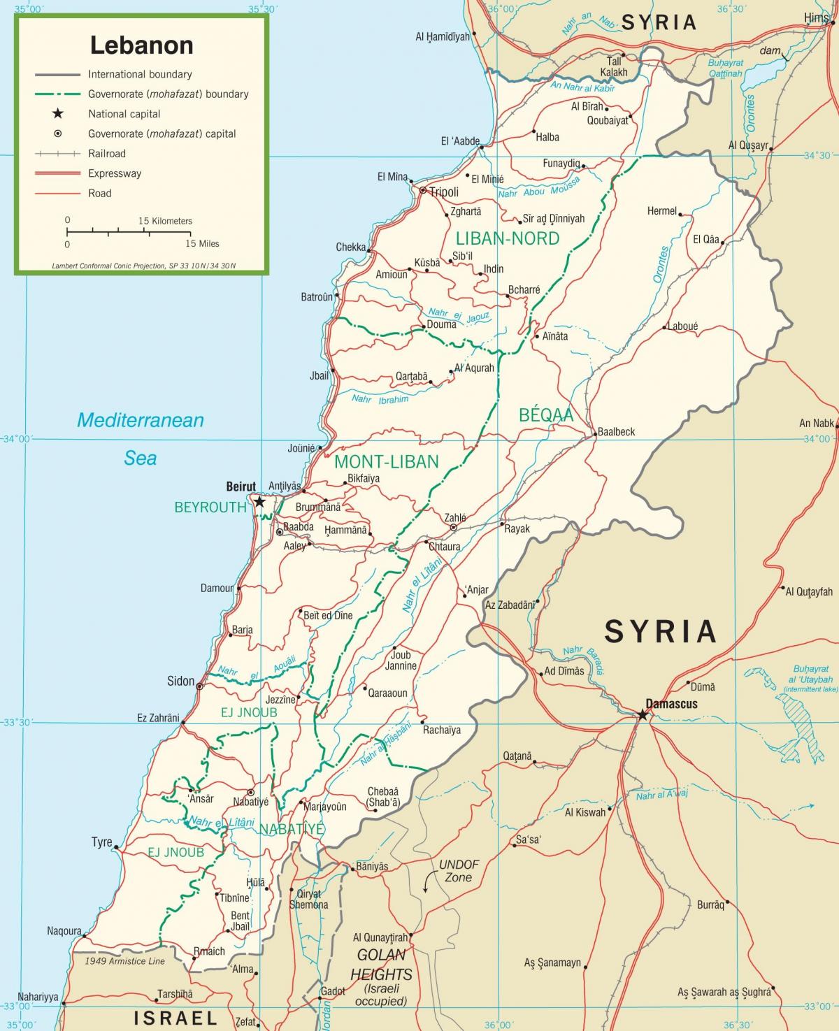 Ливан замын газрын зураг нь