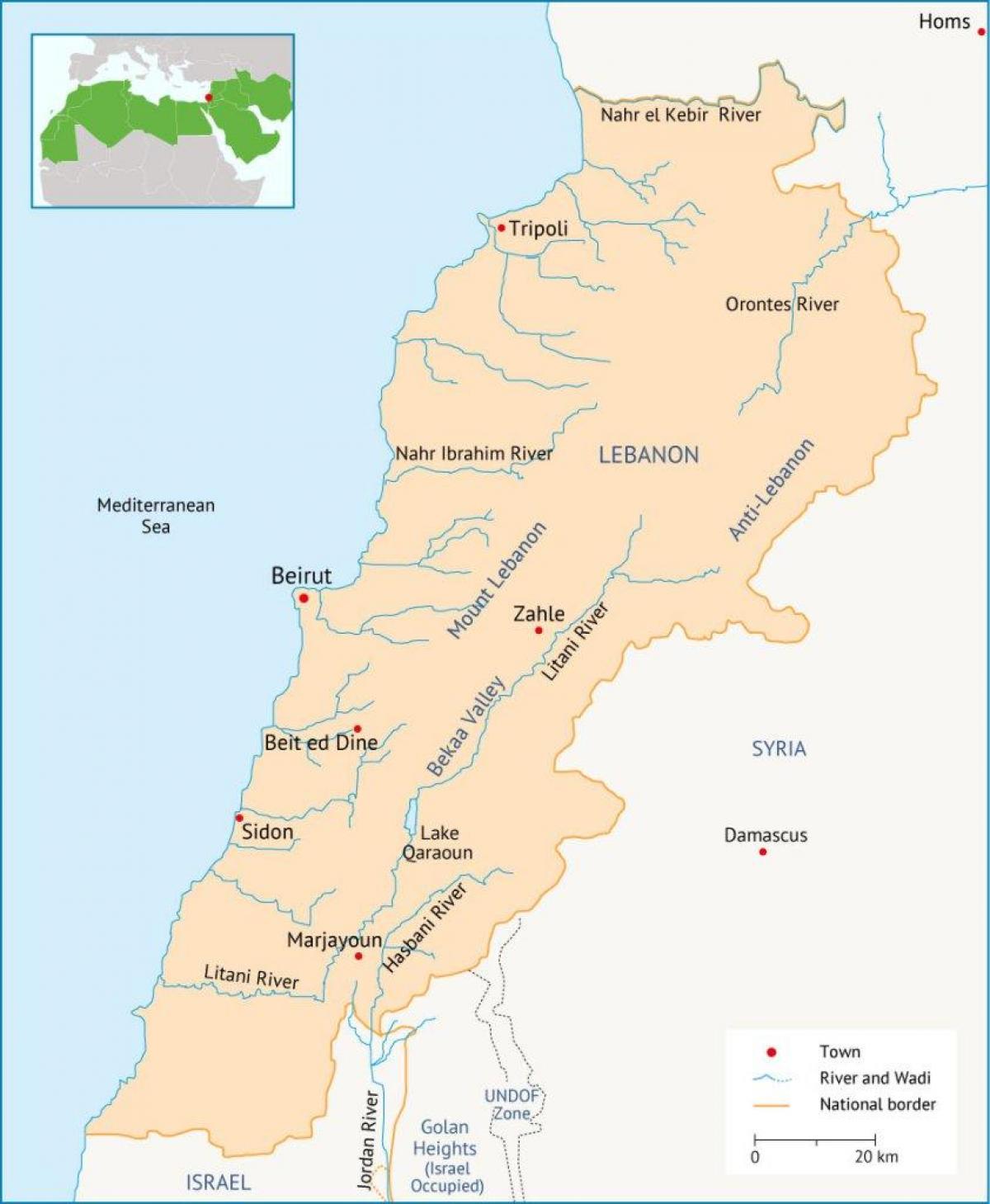 Ливан голууд газрын зураг