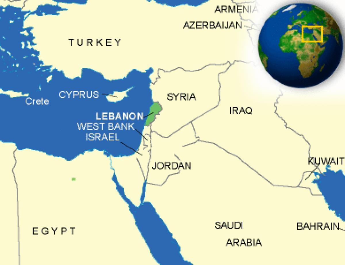 Ливан газрын зураг дээр